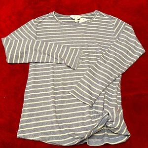 R&R soft brushed knit top, grey striped, girls Medium. NEW with tags, never worn